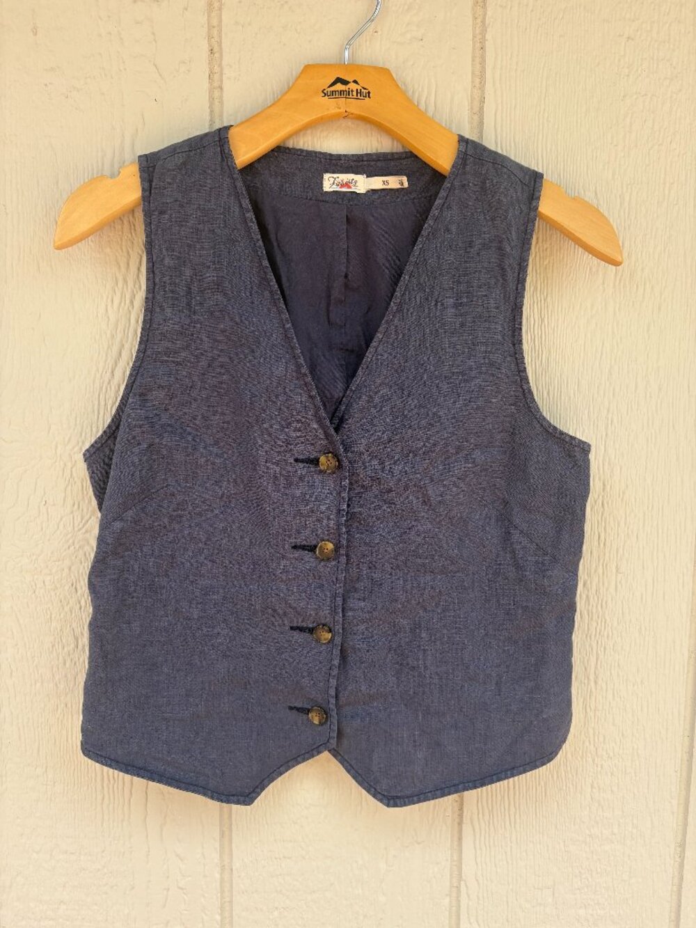 Faherty Monterey Linen Vest Women's XS Blue Summer Lightweight Minimalist Beach - Picture 2 of 10